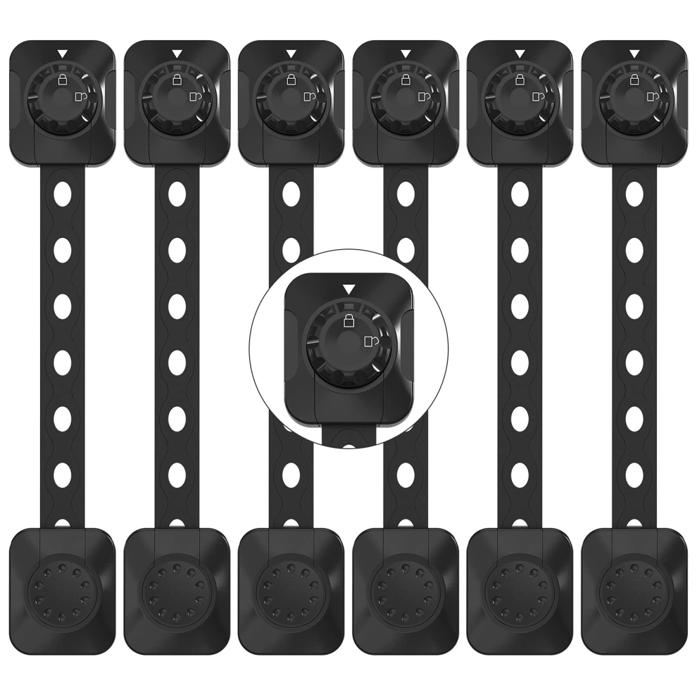Baby Safety Lock(Improved), Set Of 6 Child/Baby Cupboard Locking Latches, For Drawer, Fridge(, No Tool Required) Black Gopatriot Memory