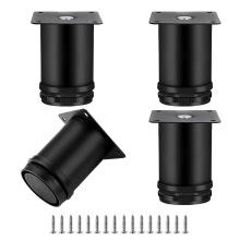 4 Pieces Adjustable Furniture Legs, Round Furniture Feet Metal Stainless Steel Sofa Leg Table Feet, Adjustable Height 0-10MM, 50*60mm Black