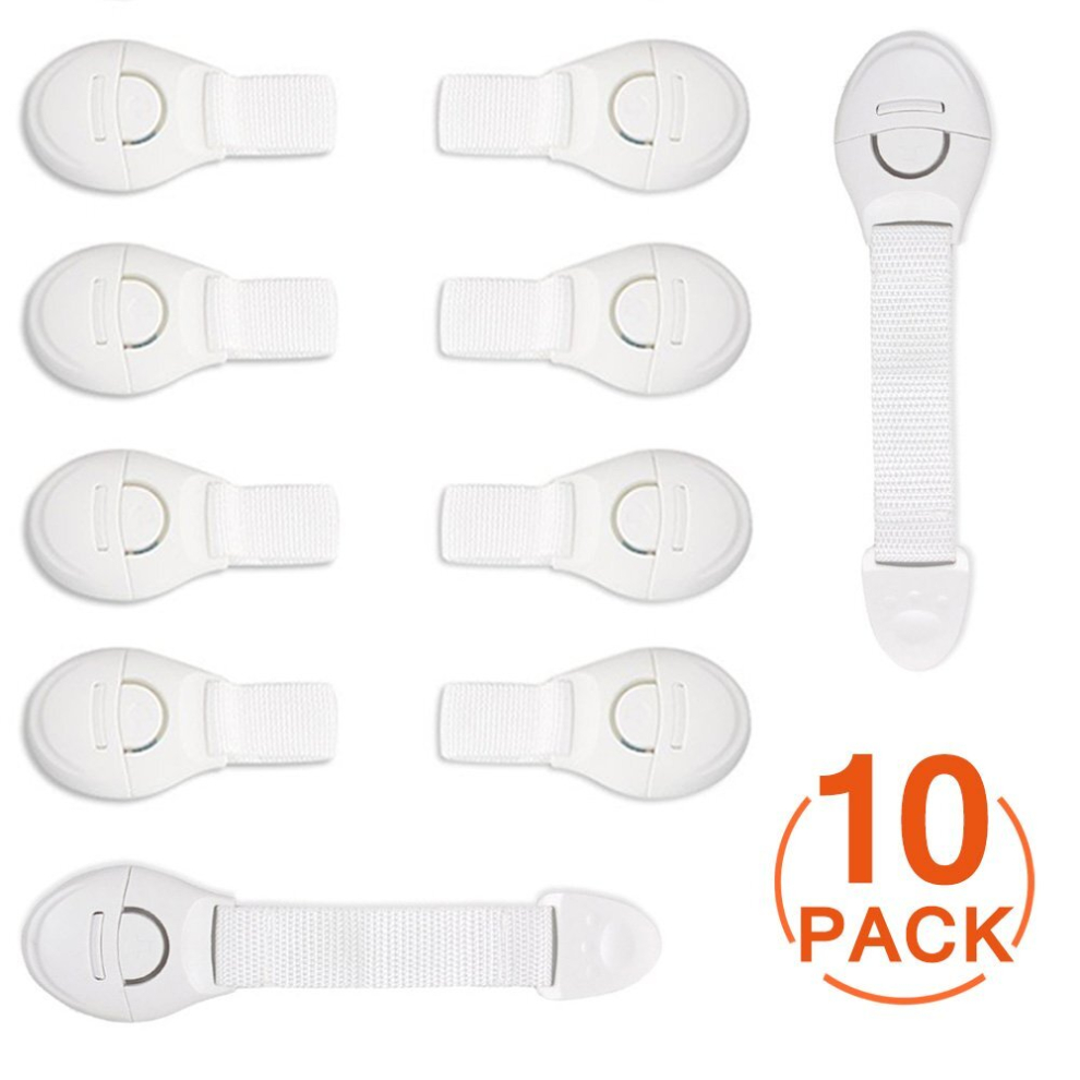 Gopatriot Memory [10 Pack] Child Safety Cupboard Doors, Soft Strip Safety Baby Drawer Safety Locks With Resistant Adhesive For Cabinets, Fridge, Toilet