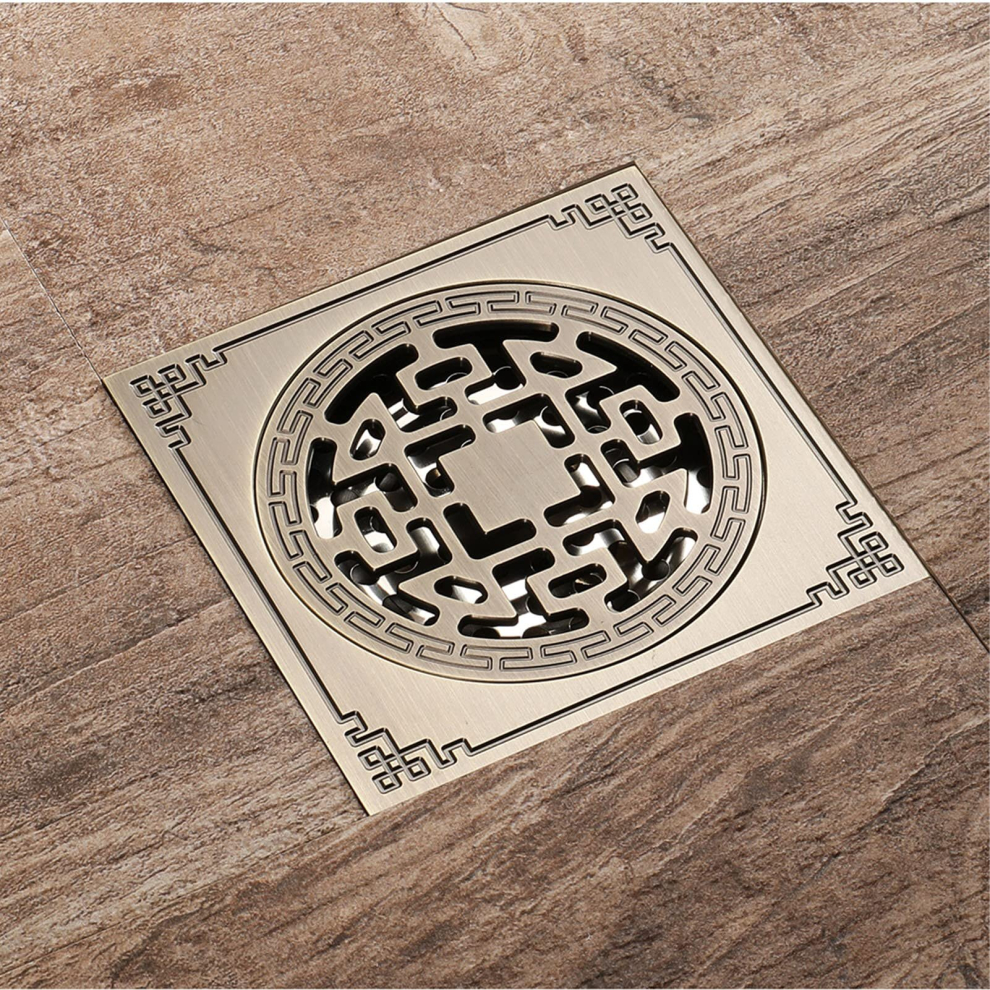 Square Shower Drain, Brass Shower Drainage 10X10 Shower Drain Bathroom Anti-Odor Shower Drain Antique 9023832754904
