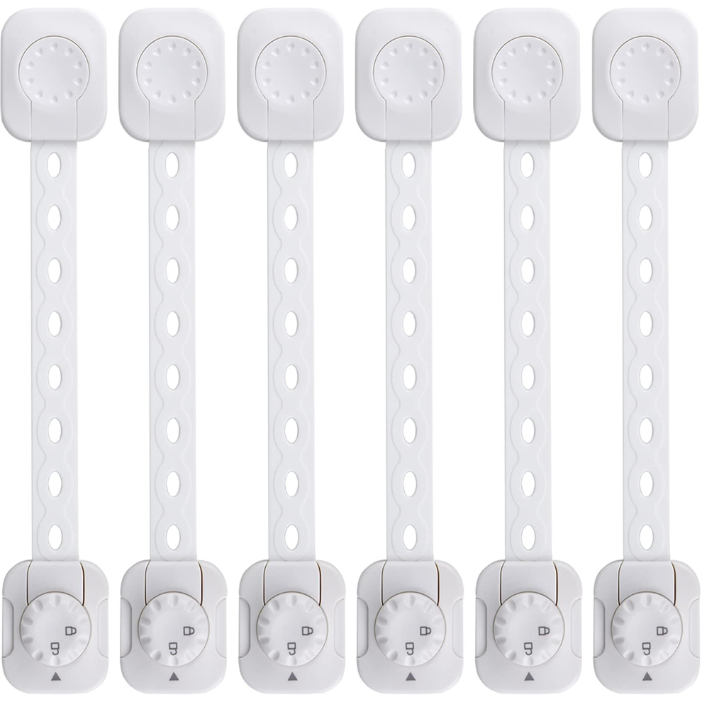Baby Safety Lock(Improved), Set Of 6 Child/Baby Cupboard Locking Latches, For Drawer, Fridge(, No Tool Required) White Gopatriot Memory