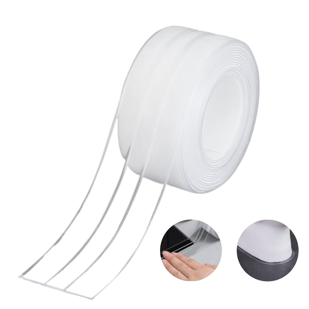 Waterproofing Strip,Bathroom Seal Double Fold Silicone White Self Adhesive Tub Tape/Waterproof Mildew Cockroach Prevention For Kitchen Sink 38Mm * 3.2 9023832754171