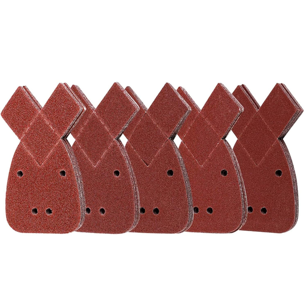 50 Sandpaper Triangular Sanding Sheets, 4 Holes, 40/60/80/120/240 Thickness For Sander Polished/Black Rust Removal 9023832756106