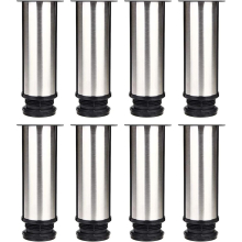 Set of 8 Furniture Legs, Adjustable Kitchen Leg ? 50mm/Height 150mm Round Metal Stainless Steel Sofa Leg Table Feet
