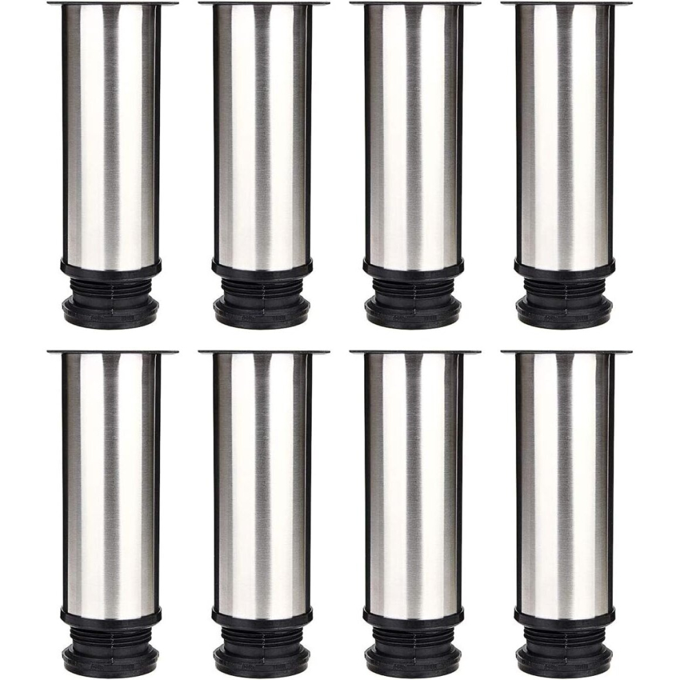 Set of 8 Furniture Legs, Adjustable Kitchen Leg ? 50mm/Height 150mm Round Metal Stainless Steel Sofa Leg Table Feet-image-OPC-PCZWYS7-NEW