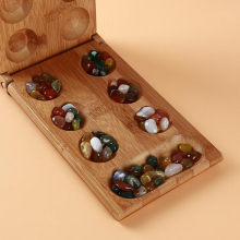 Kids Toys Mancala Board Strategy Game Childrens Educational Toys Board Game Folding Bamboo Board Children Board Strategy Game