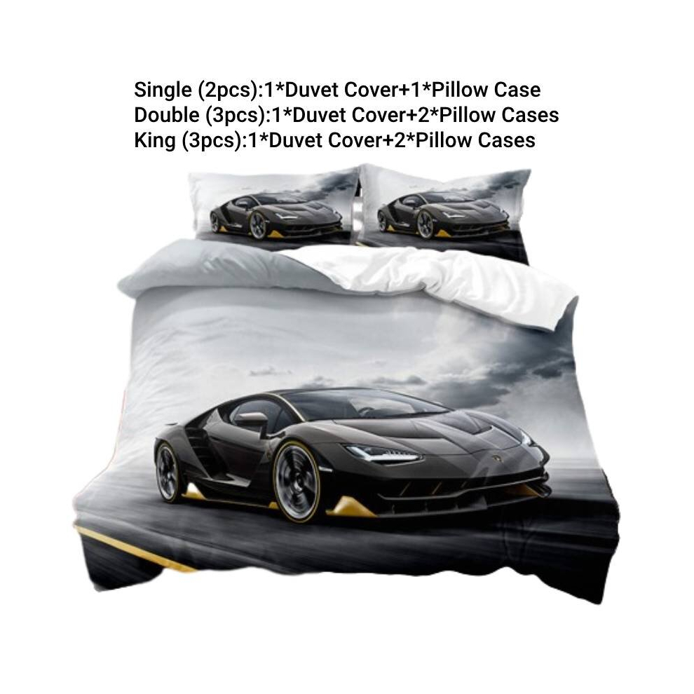 (Style F, Double) Car Sports Supercar Bedding Single Double Duvet Cover Pillow Cases Set Boy Gift