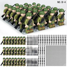 (Style D) 24pcs British German Soviet Army Square Army Military Building Block Set with Small Particle Assembly for Bottom Plate Toys