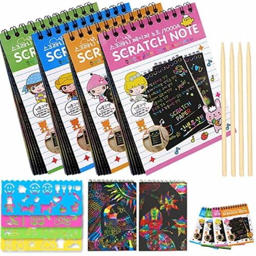 Kids DIY Scratch Drawing Notes 10 Sheets Graffiti Notebook Pages Magic Drawing Book Children Notepad Stationery Gift