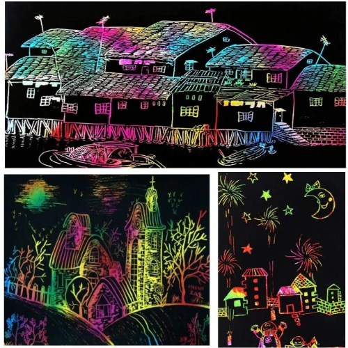 Kids DIY Scratch Drawing Notes 10 Sheets Graffiti Notebook Pages Magic Drawing Book Children Notepad Stationery Gift 2
