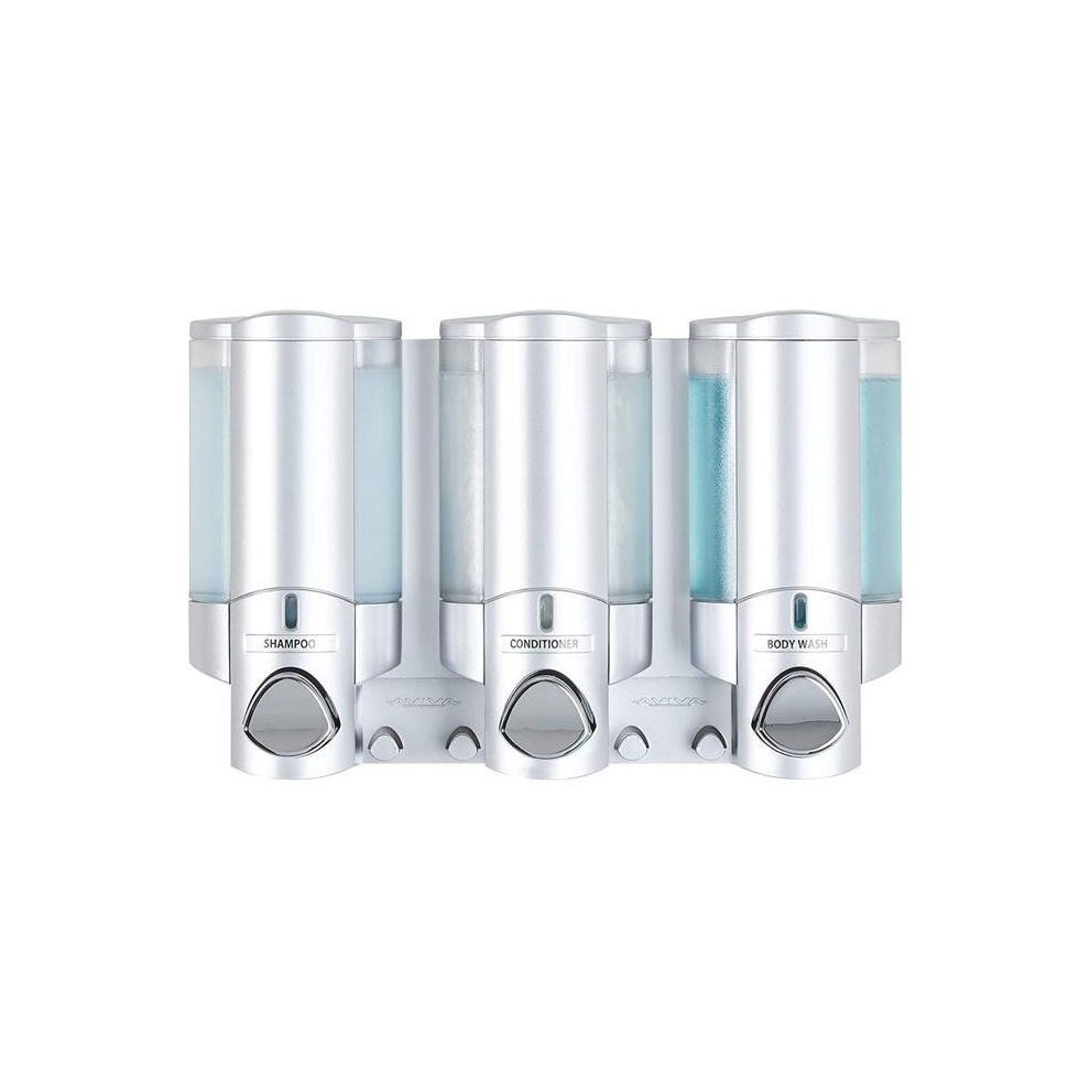 Aviva 3 Chamber Shower Dispenser, Satin Silver