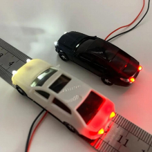 3 Pcs HO Scale Model Train Cars Plastic Model Cars with 6V-12V LED Lights