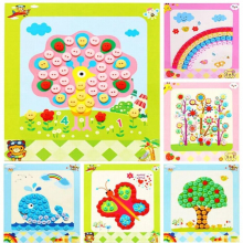Cartoon Button Puzzle Stickers Arts Craft Toys For Children DIY Creative Educational Learning Toys Montessori Brinquedo