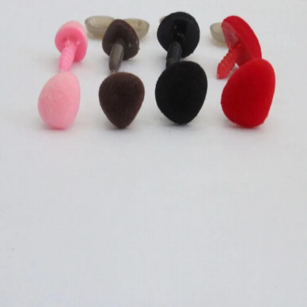 (Black, S) 50pcs/lot 12mm to 35mm pink/red/black/brown flocking Triangular safety toy nose & soft washer for diy doll findings
