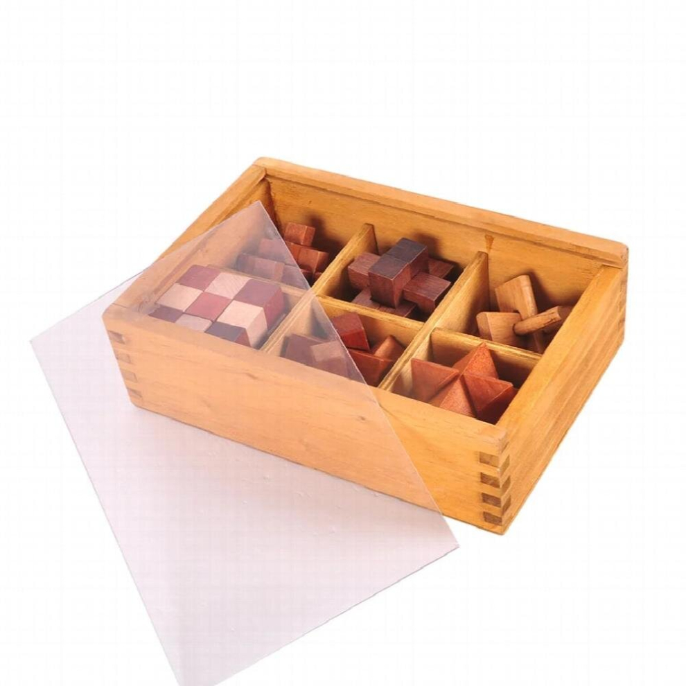 6pcs/Set Wooden Jigsaw Educational Toy Kong Ming Locks IQ Brain Teaser Interlocking Wood Puzzles Toys for Kids Adults-image-OPC-PCZXJRH-NEW