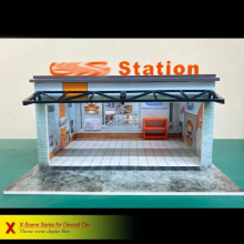 Bob Acrylic 1/64 Model Car Diorama Automobile Repair Station With Lights Simulation Scenario PVC Expansion Sheet Model Scene