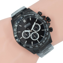 NEW HUGO BOSS 1512961 STAINLESS STEEL IKON BLACK MEN'S WATCH UK