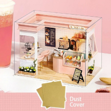 Cutebee Diy House kit DIY Wood Dollhouses Furniture Tea Station Building With Dust Toys for Children Birthday
