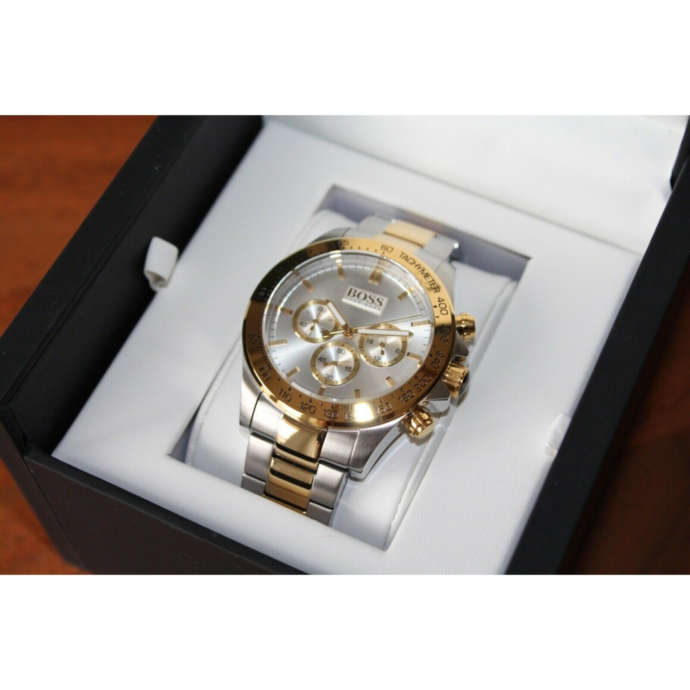 NEW HUGO BOSS IKON HB1512960 STEEL TWO TONE GOLD & SILVER MENS WATCH
