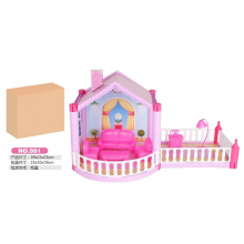 1set Princess Big Villa DIY Dollhouses Pink Castle Play House With Slide Yard Kit Assembled Doll House Toys