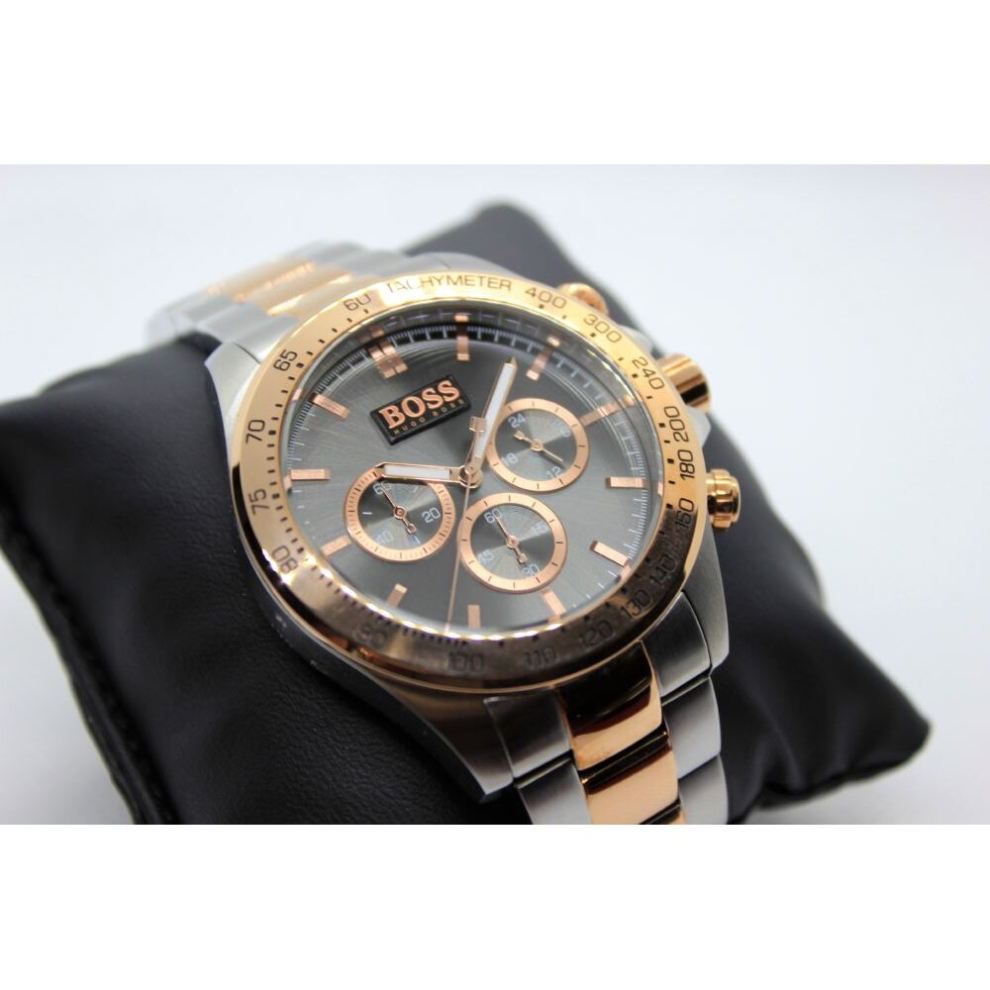 NEW HUGO BOSS IKON 1513339 GOLD SILVER TONE STAINLESS STEEL MENS WATCH