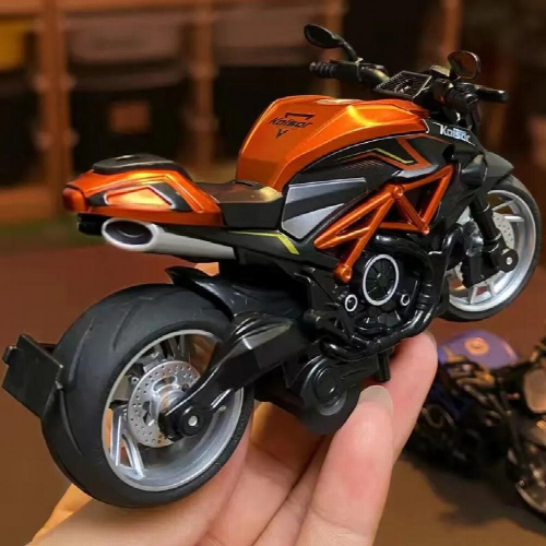 1:14 Simulation Motorcycle Pull Back Alloy Car Model Light Sound Effects Racing Motorcycle Collection Ornaments 1
