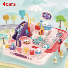 Pink Racing Rail Car Model Racing Educational Toys Track Car Adventure Game Brain Game Mechanical Interactive Train Toy