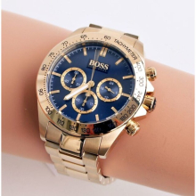 Hugo Boss Ikon 1513340 Gold Stainless Steel Men's Watch - Yellow Gold, Chronograph, 100m Water-Resistant