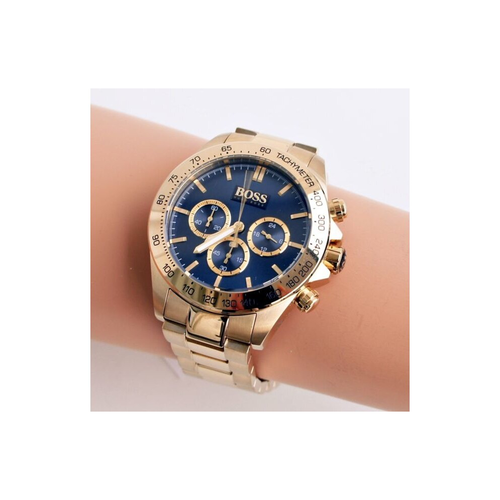NEW HUGO BOSS IKON 1513340 GOLD STAINLESS STEEL YELLOW GOLD MEN WATCH