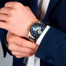 NEW HUGO BOSS 1513630 TROPHY MENS WATCH STAINLESS STEEL BLUE DIAL