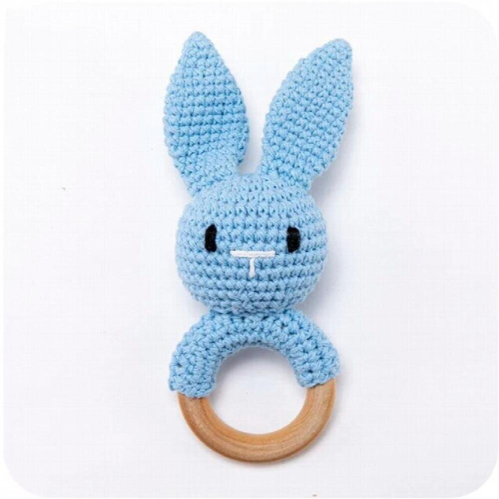 1pc Baby Wooden Teether Natural Teething Grasping Toys Mobile Pram Crib Ring Crochet Rattle Soother Nursing Educational Toys