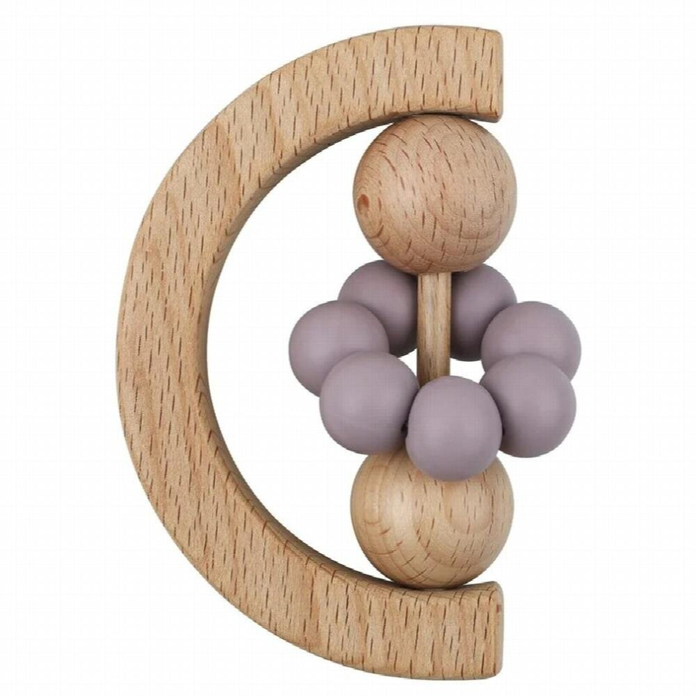 1PC Wooden Teether Baby Toy Silicone Beaded Wooden Ring Rattle Bell Toys For Kids Teething Infant Chewing Toy Baby Shower