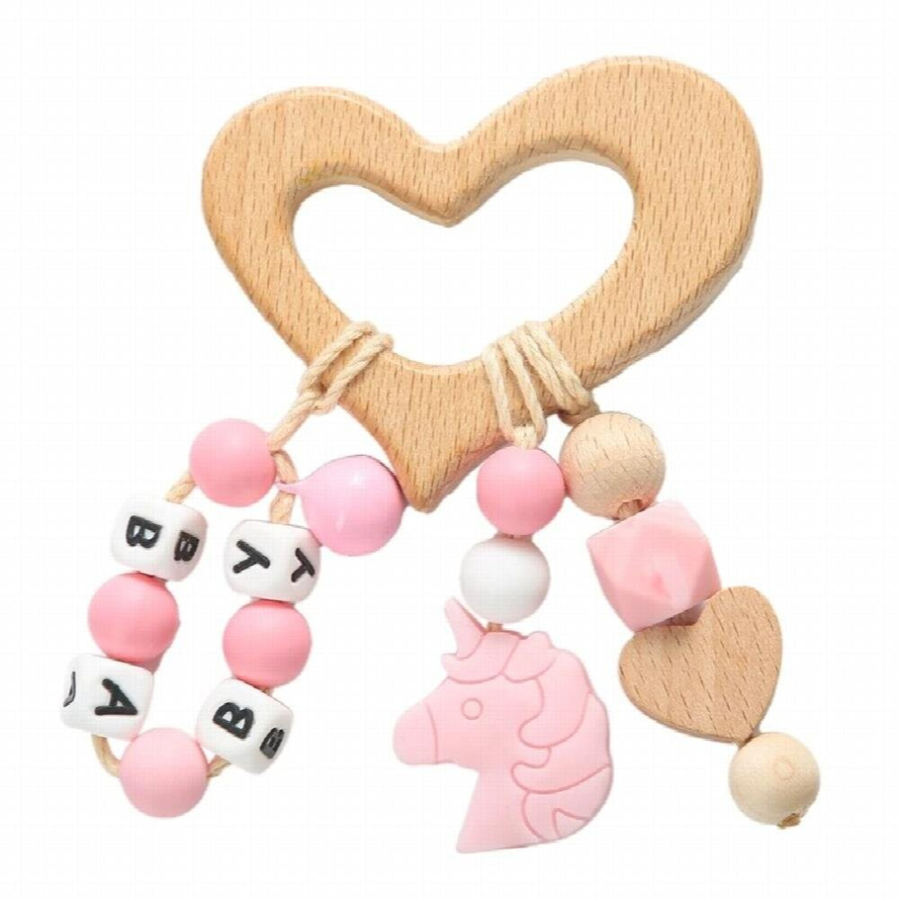 1pc Newborn Wooden Teething Rattle Toy Beech Animal Pendant Personalised Name Rattles Chew Baby Products Teethers For Baby
