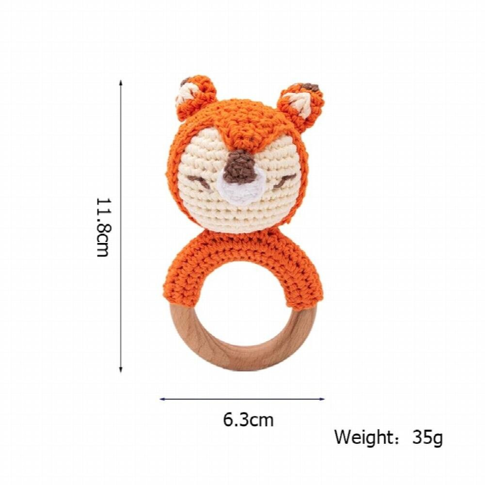 4PC/1PC Baby Toys Wooden Teether Crochet Animals BPA Rattle Toy Newborn Amigurumi Teether Baby Rattles For Newborn