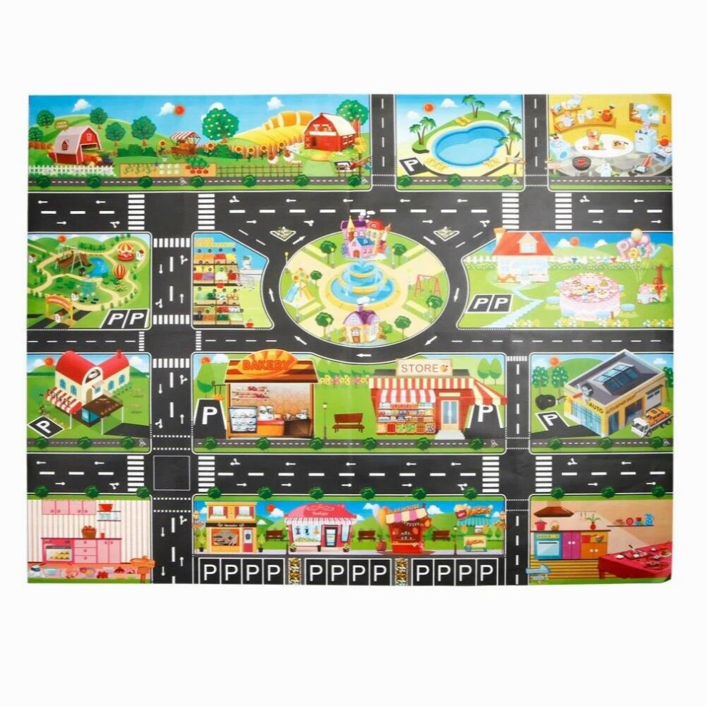 Children Play Mats House Traffic Road Signs Car Model Parking City Scene Map
