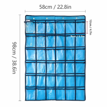 36 Clear Pockets Classroom Pocket Chart with Hook Class Teaching Storage Hanging Bag Office Object Storage Display Waterproof