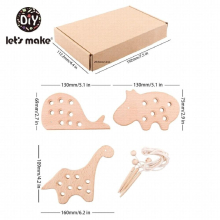 Lets Make Wooden Teether Lacing Animal Toys Educational Monterssori Toys Toddler Acticity Natural Eco Friendly Baby Teether