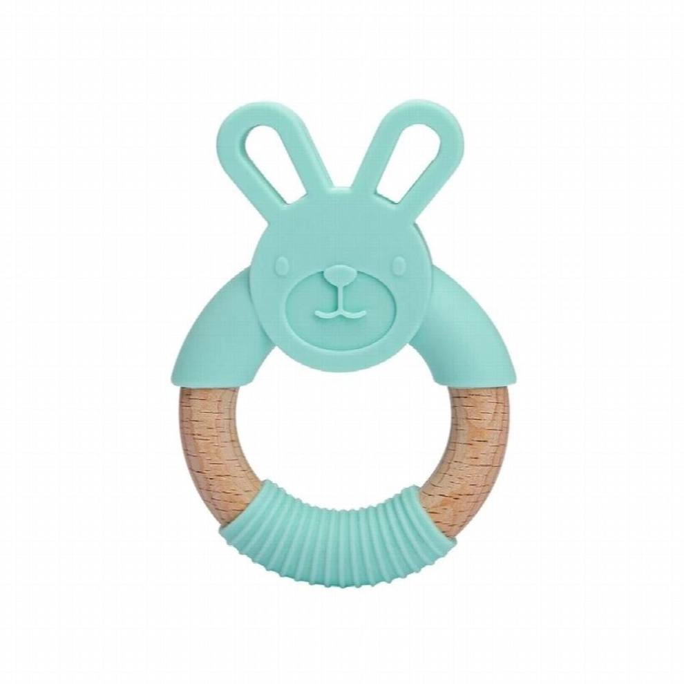 1Pc Baby Food Beech Wooden Teether BPA Rabbit Teething Chewable Ring Diy Pendant Accessories Baby Products Baby Gift