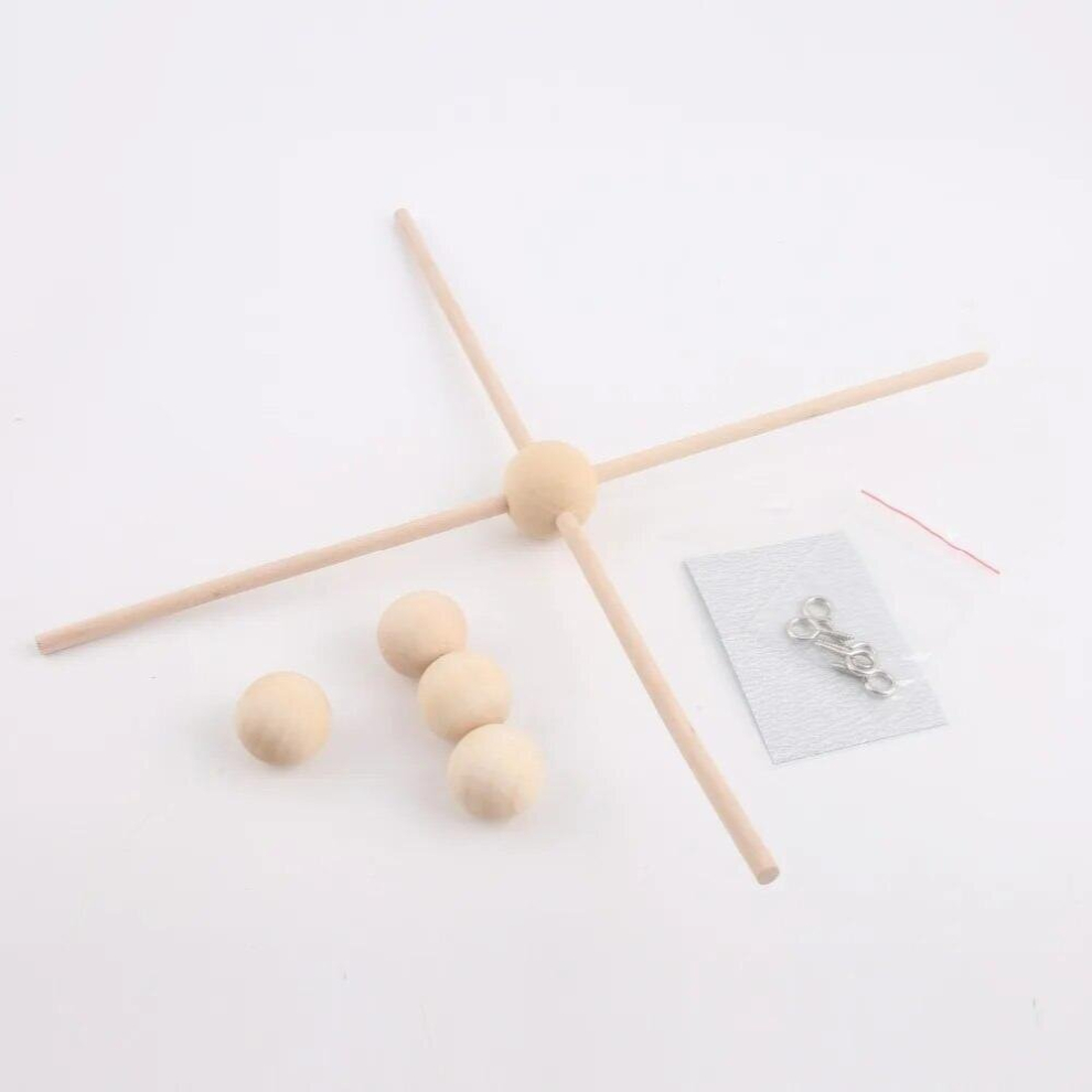 5 Set Mobile Baby Hanger Baby Mobile Rattle Mobile Toys Wooden Beads Crib Hanger Wind Chimes Bell Nordic Baby Room Decor Props