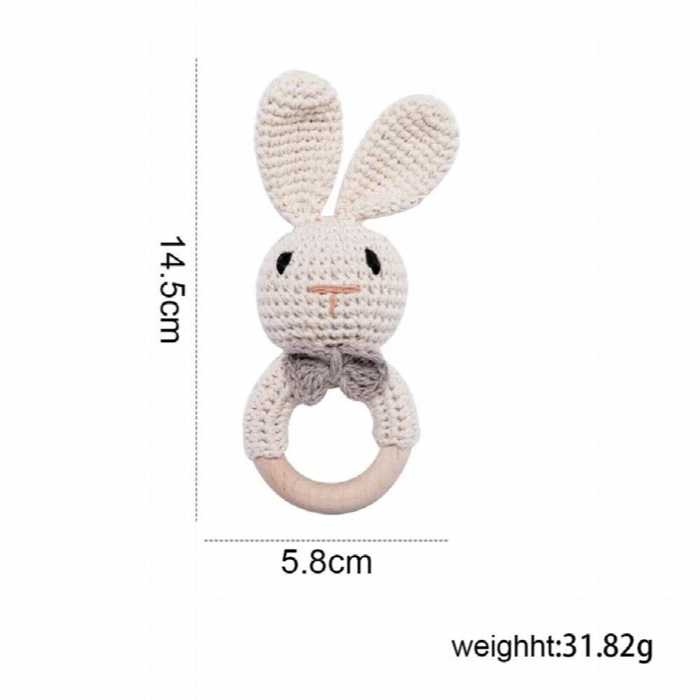 1Pc Baby Teether Crochet Rabbit Rattle Wooden Toys BPA Wood Rodent Rattle Baby Mobile Gym Newborn Stroller Educational Toys