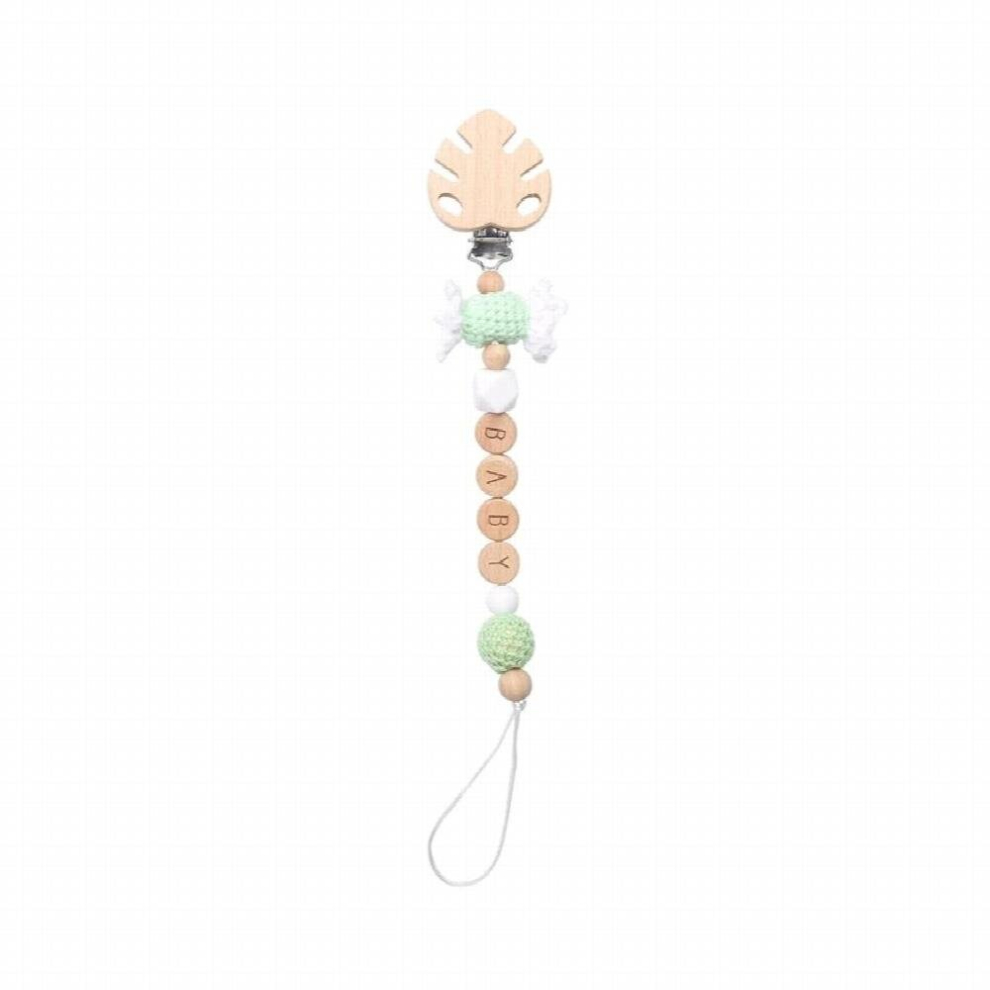 1pc Baby Pacifier Chain Personalize Name Pacifier Clip Wooden Dummy Chain Holder Crochet Candy Pacifier Baby Teething Toys