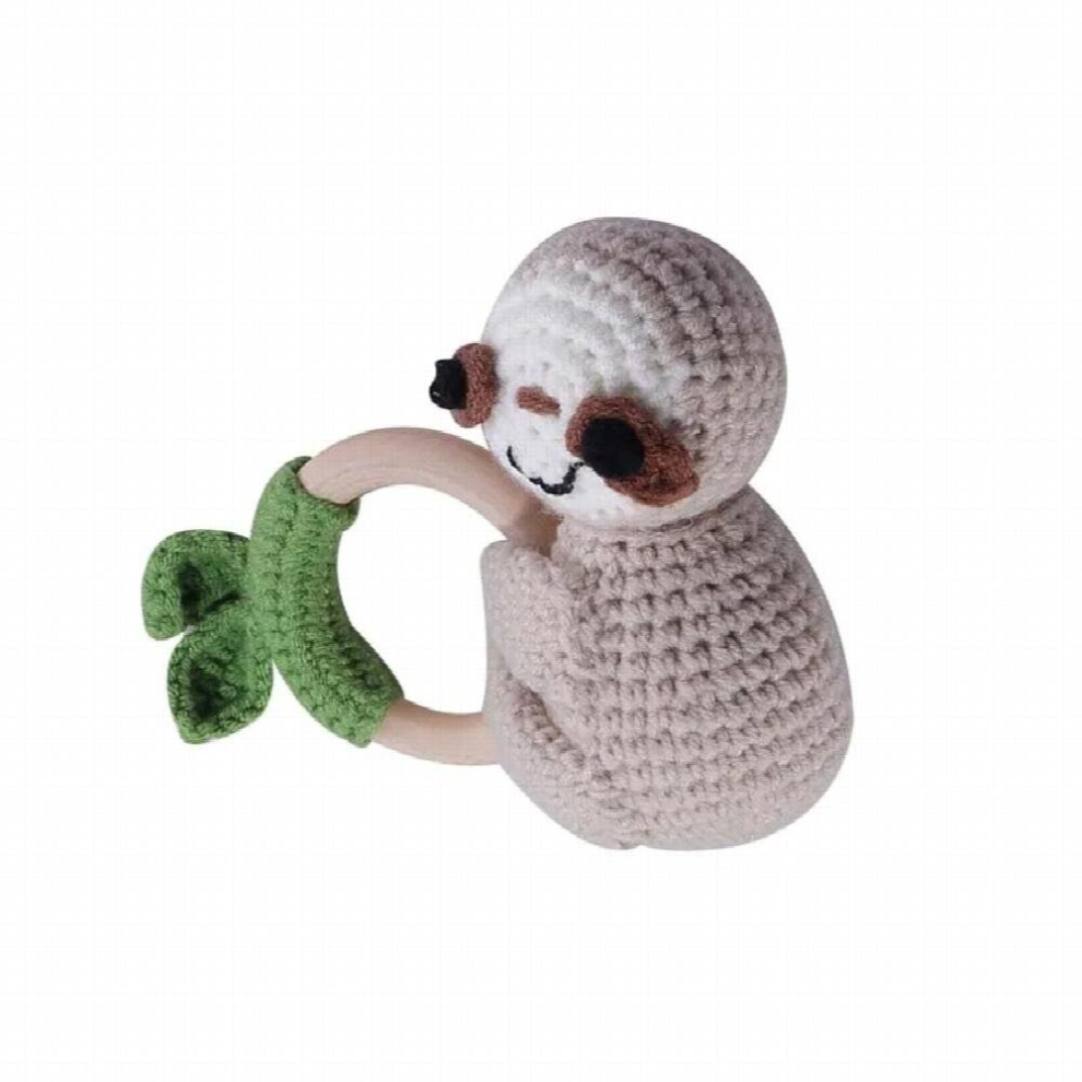DIY Crochet Rattle Ring Baby Teether Safe Wooden Toys Mobile Pram Crib Soother Bracelet Teether Set Baby Product Newborn