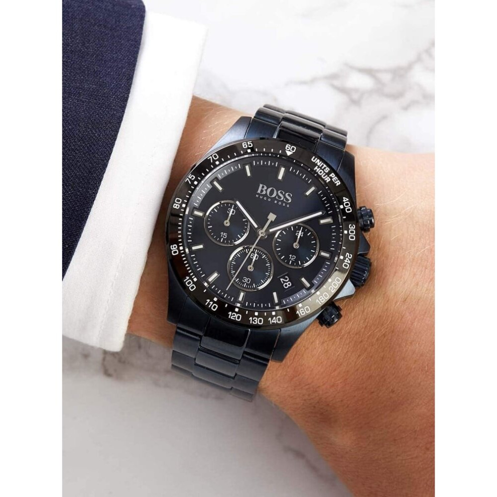 NEW HUGO BOSS 1513758 HERO SPORT MENS WATCH STAINLESS STEEL BLUE TONE