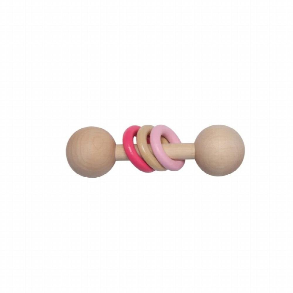 1Pcs Baby Teether Toys Beech Wooden Rattle Wood Teething Rodent Ring Silicone Beads Musical Chew Montessori Toys Molar Toy