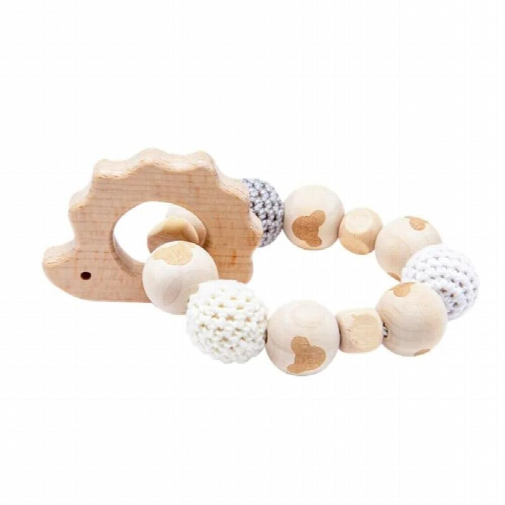 Wooden Rattle Teether Baby Toys Crochet Beads Baby Teether Baby Nursing Bracelet Rattle Chewable Teething Beads For Kids