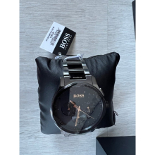 NEW HUGO BOSS GRAND PRIX 1513814 STAINLESS STEEL ALL BLACK MENS WATCH