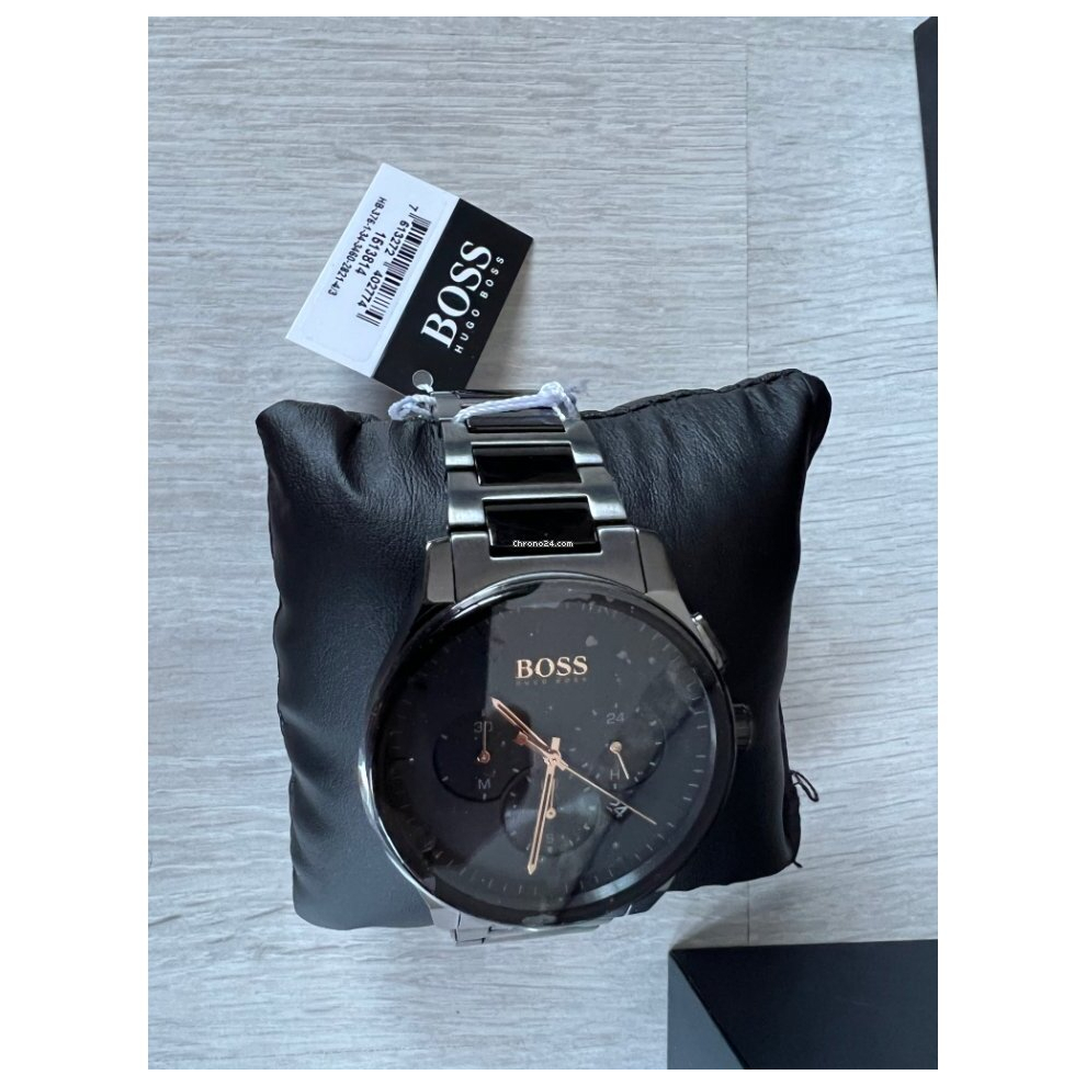 NEW HUGO BOSS GRAND PRIX 1513814 STAINLESS STEEL ALL BLACK MENS