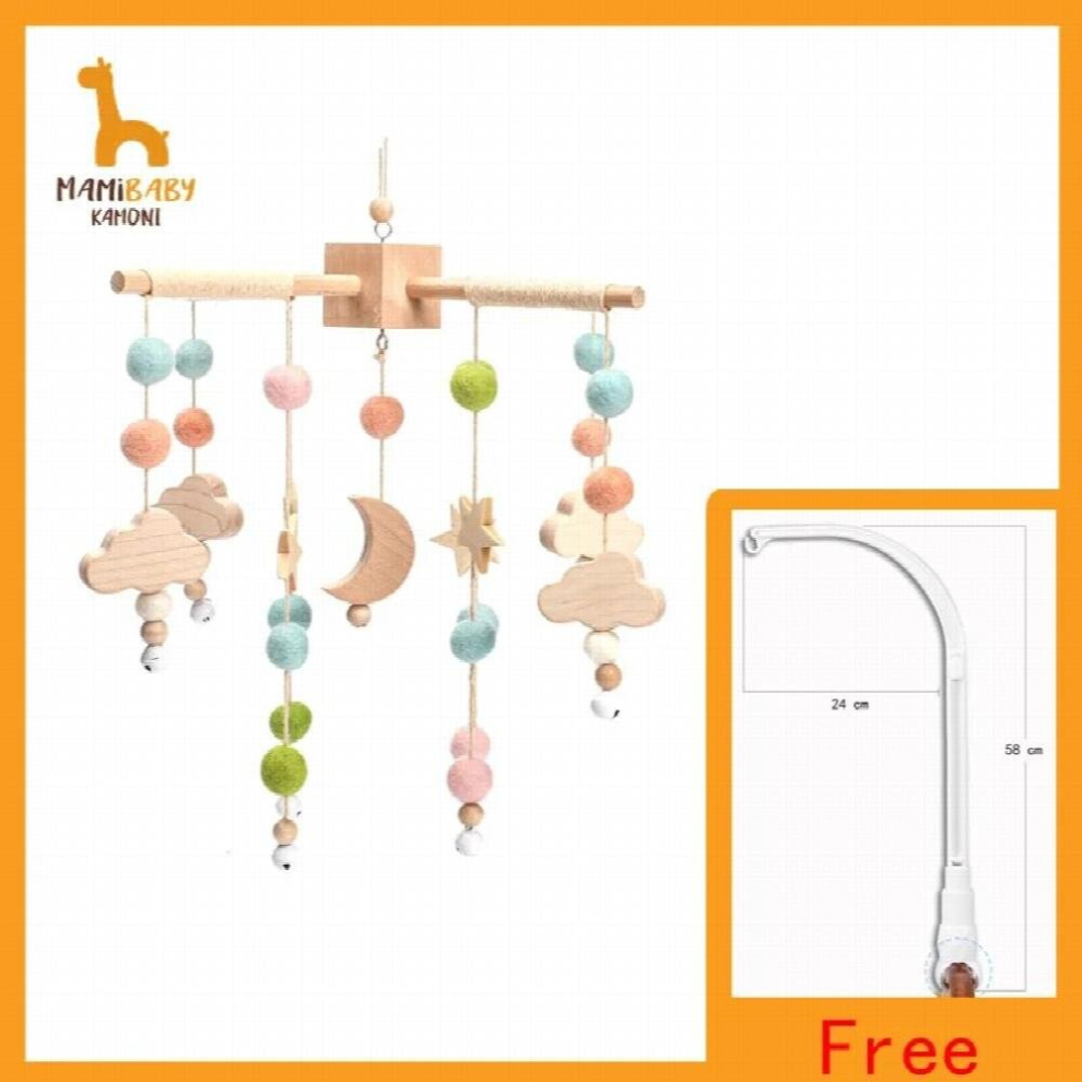 1 Set Baby Rattles Crib Mobile Toy Cotton Rabbit Pendant Bed Bell Rotating Music Rattle For Cots Projection Infant Wooden Toys