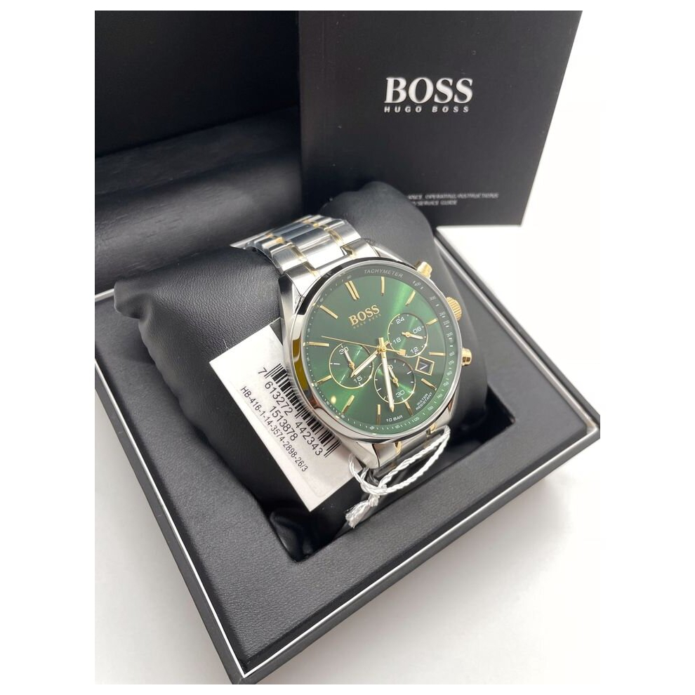 NEW HUGO BOSS CHAMPION HB1513878 SILVER GOLD GREEN TONE MEN'S