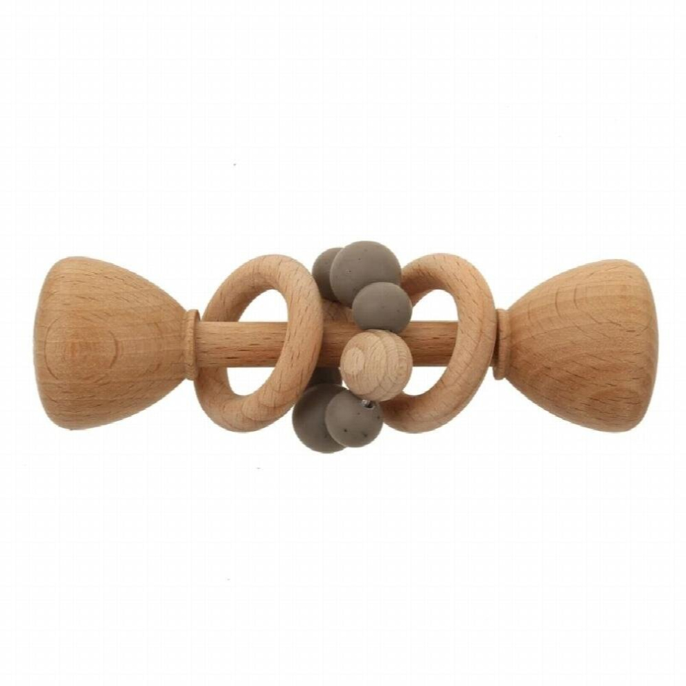 1pc Baby Teether Toys Beech Wood Baby Rattle BPA Rodent Silicone Beads Music Rattle Newborn Play Gym Educational Toys